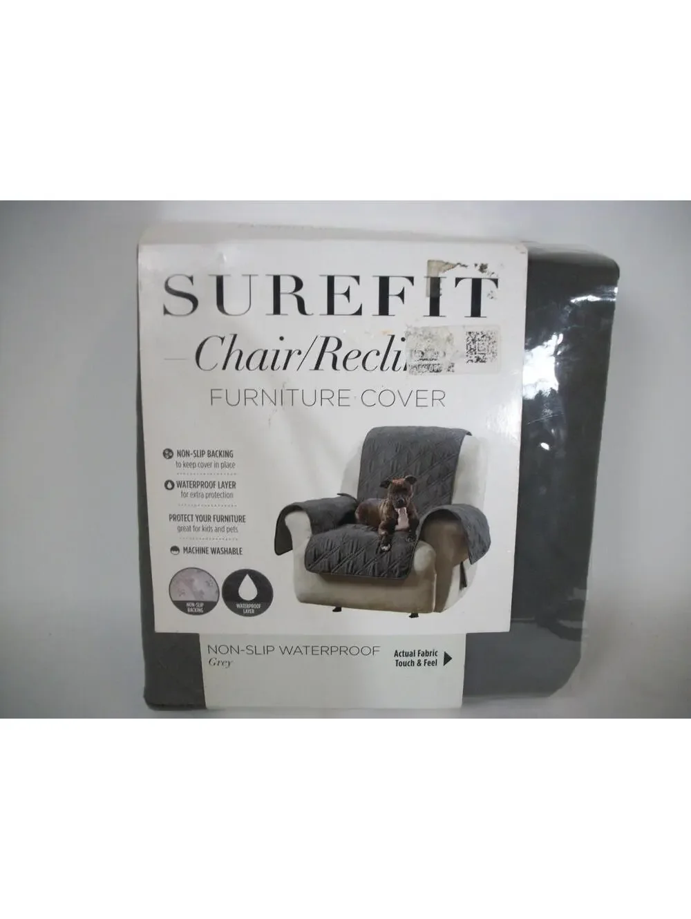 Surefit diamond plush recliner seatcover grey microfiber slip resistant